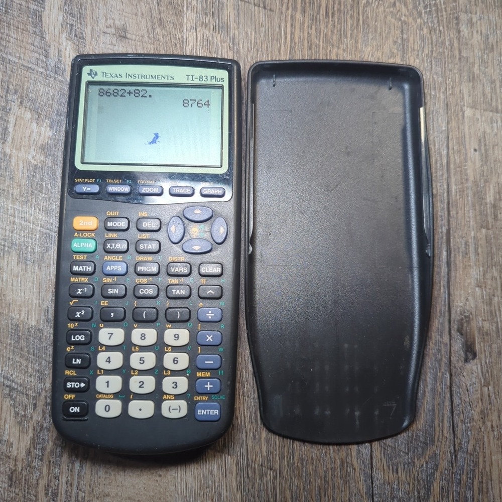 Texas Instruments TI-83 Plus Graphing Black Calculator With Cover Tested Working